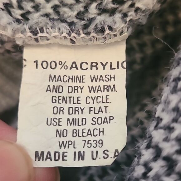 Diane VonFurstenberg Sweater Ski Double Mock Neck Knit Floral Gray Black Sz. S/M - Picture 9 of 10